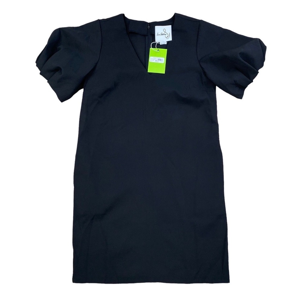 Sam Edelman Dress Womens Size 6 Black V Neck Puff Sleeve Shift‎ Style 922087 NWT